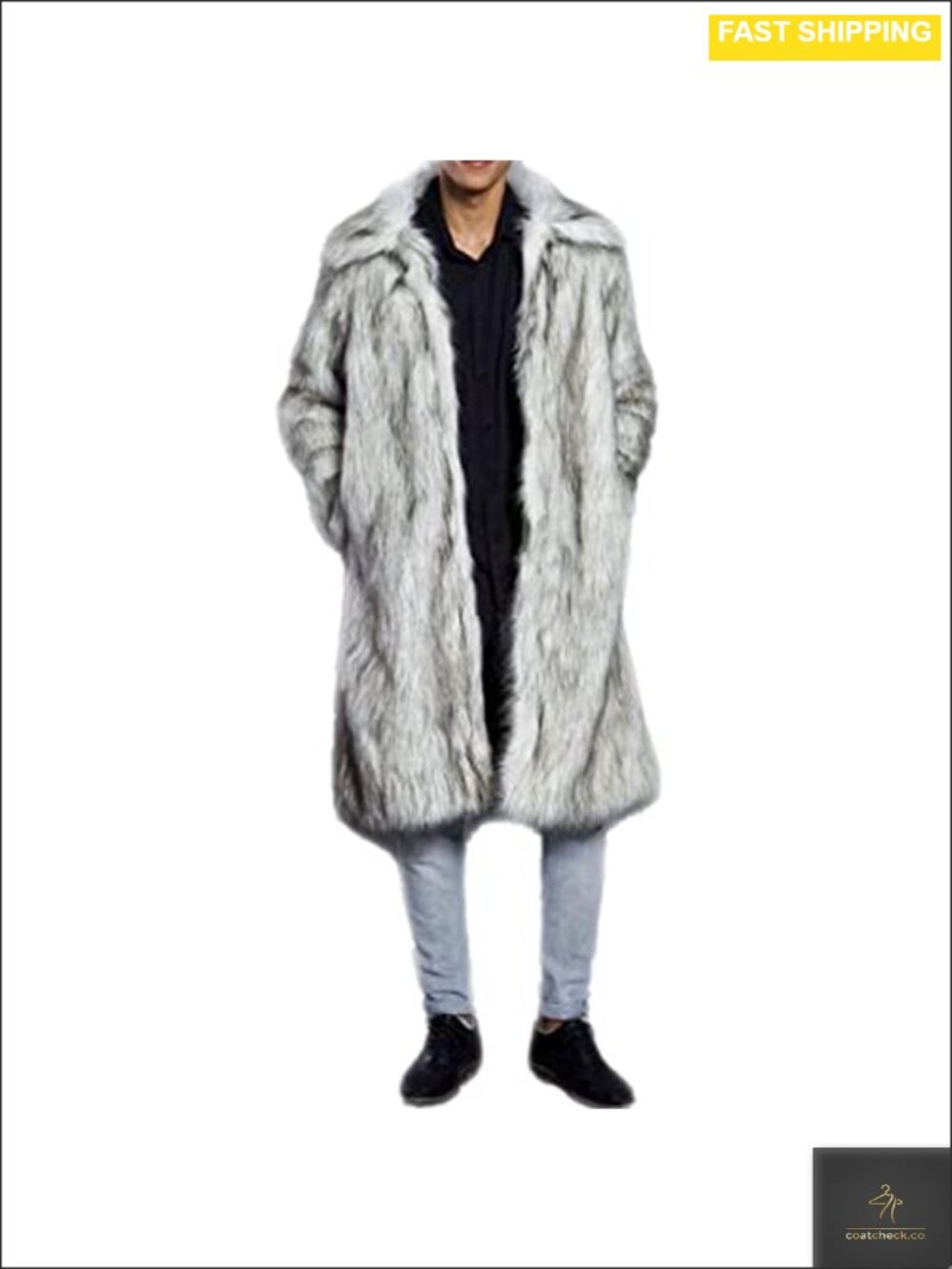 Men's Winter Fluffy Faux Fur Coat Jacket Lapel Overcoat